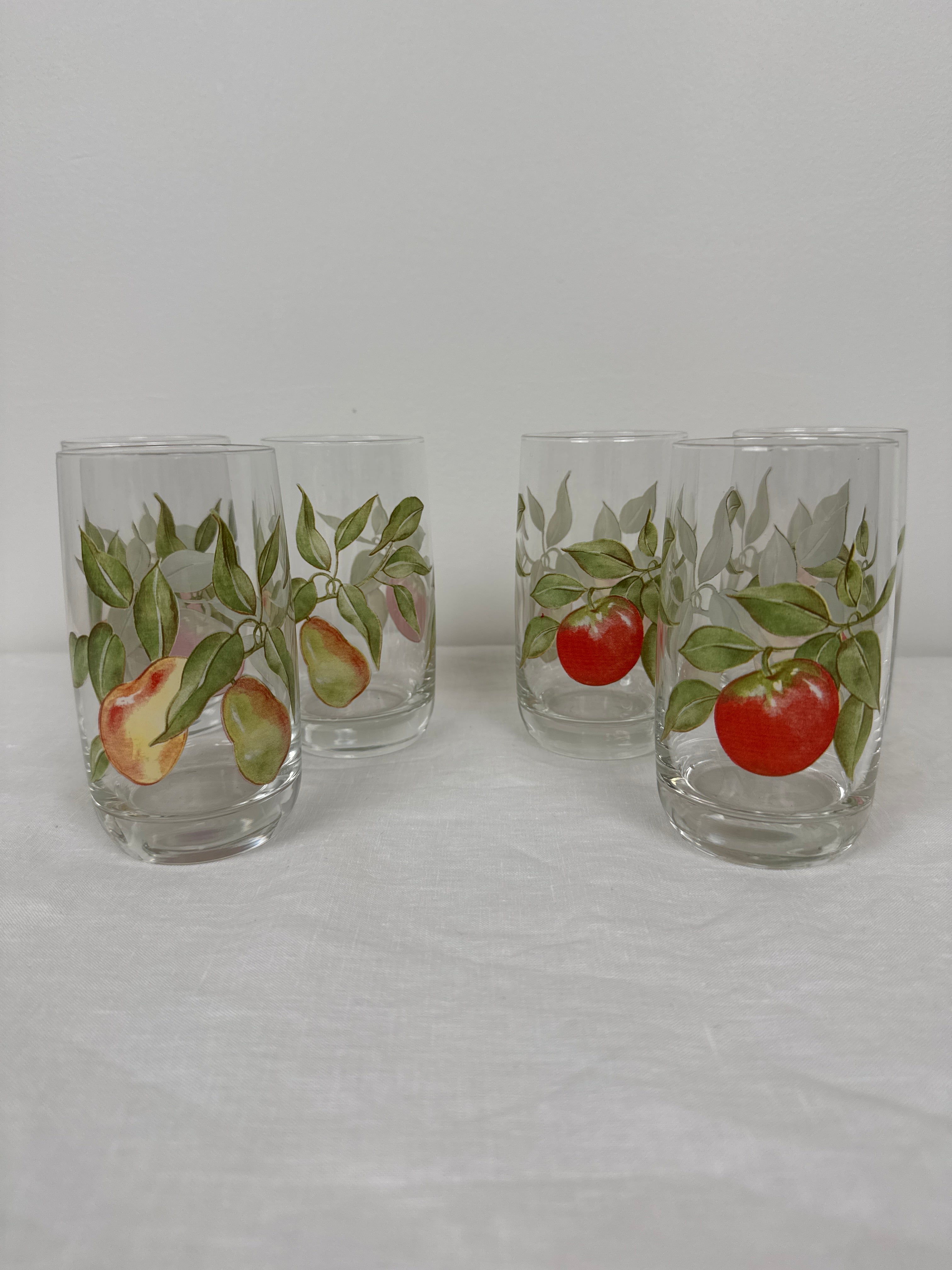 Vintage Fruit Glasses Set of 6
