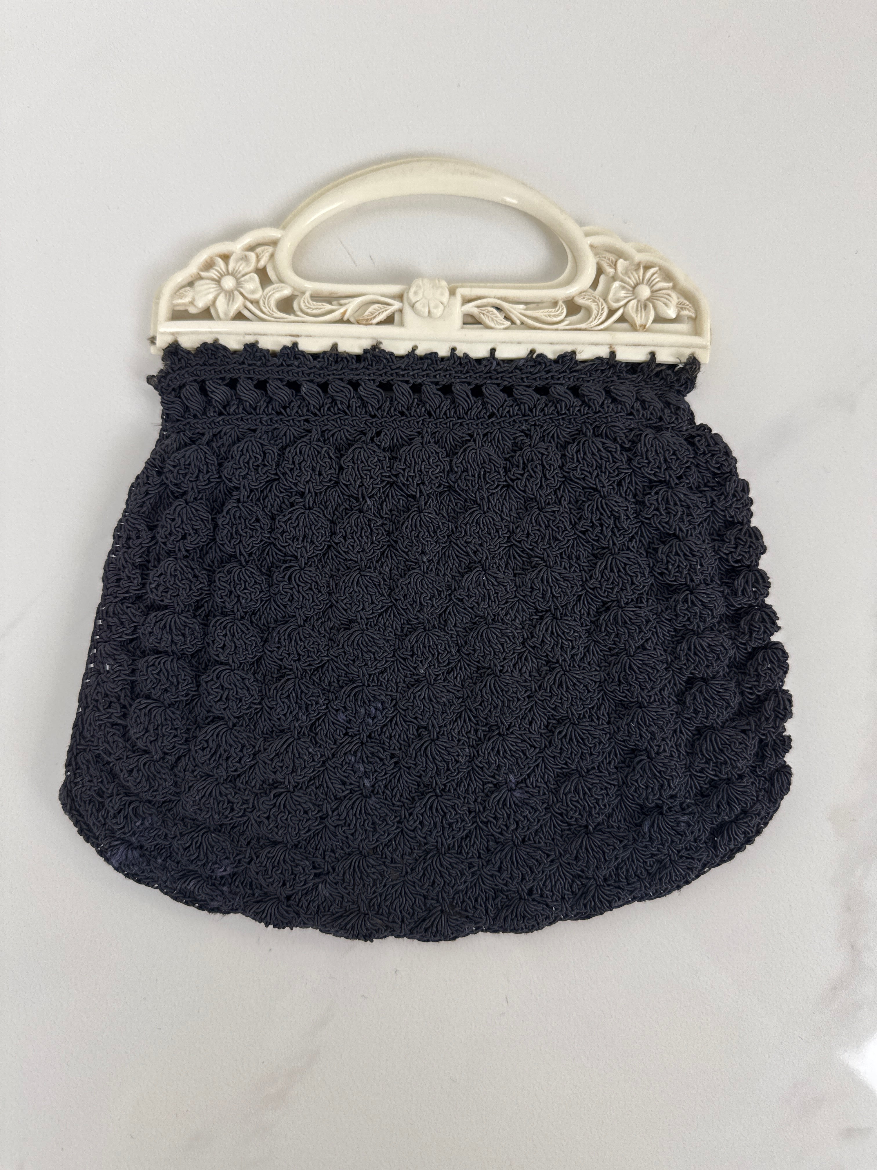 Vintage Black Crochet Purse