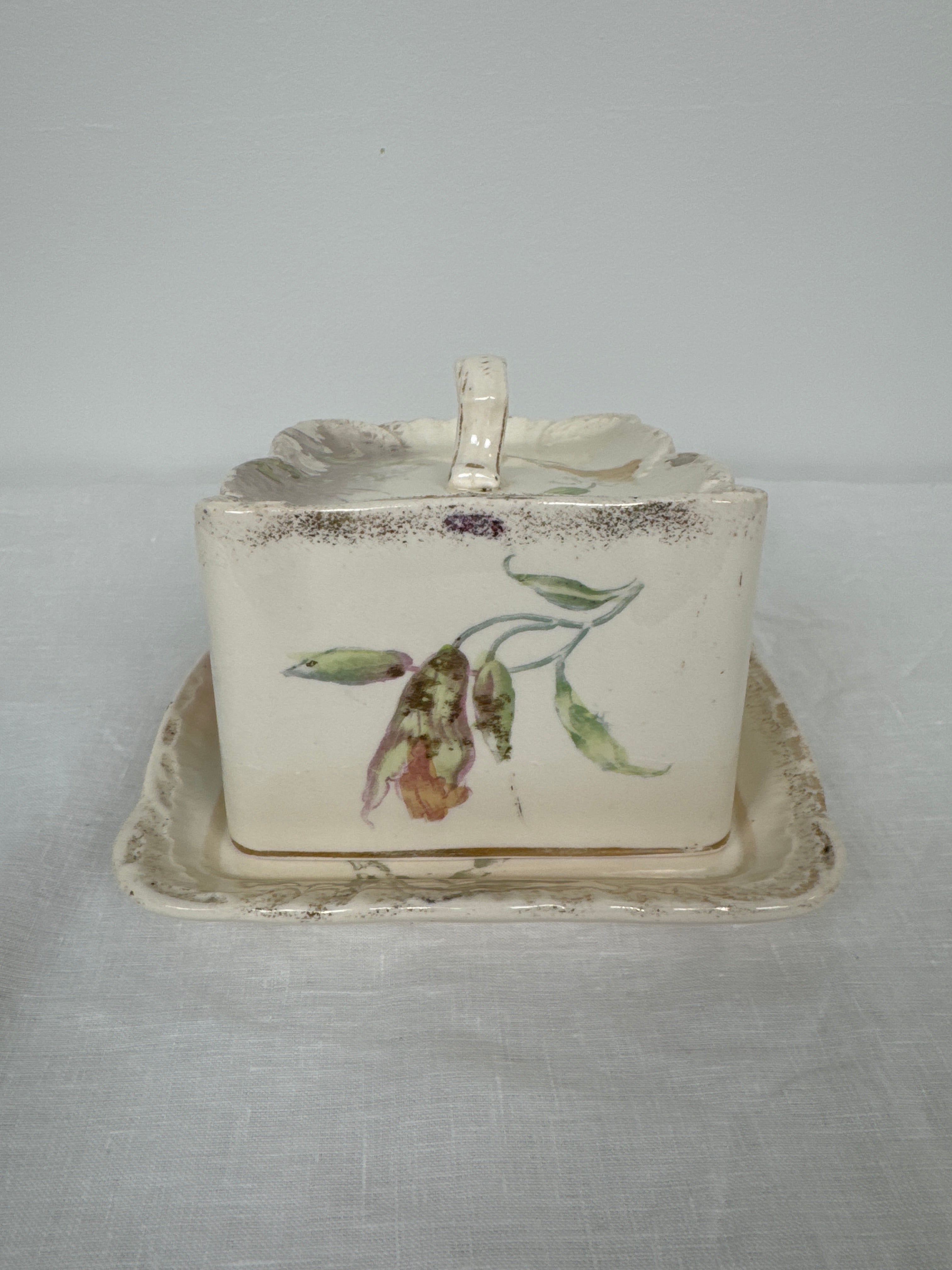 Antique Pastel Floral Cheese Keeper