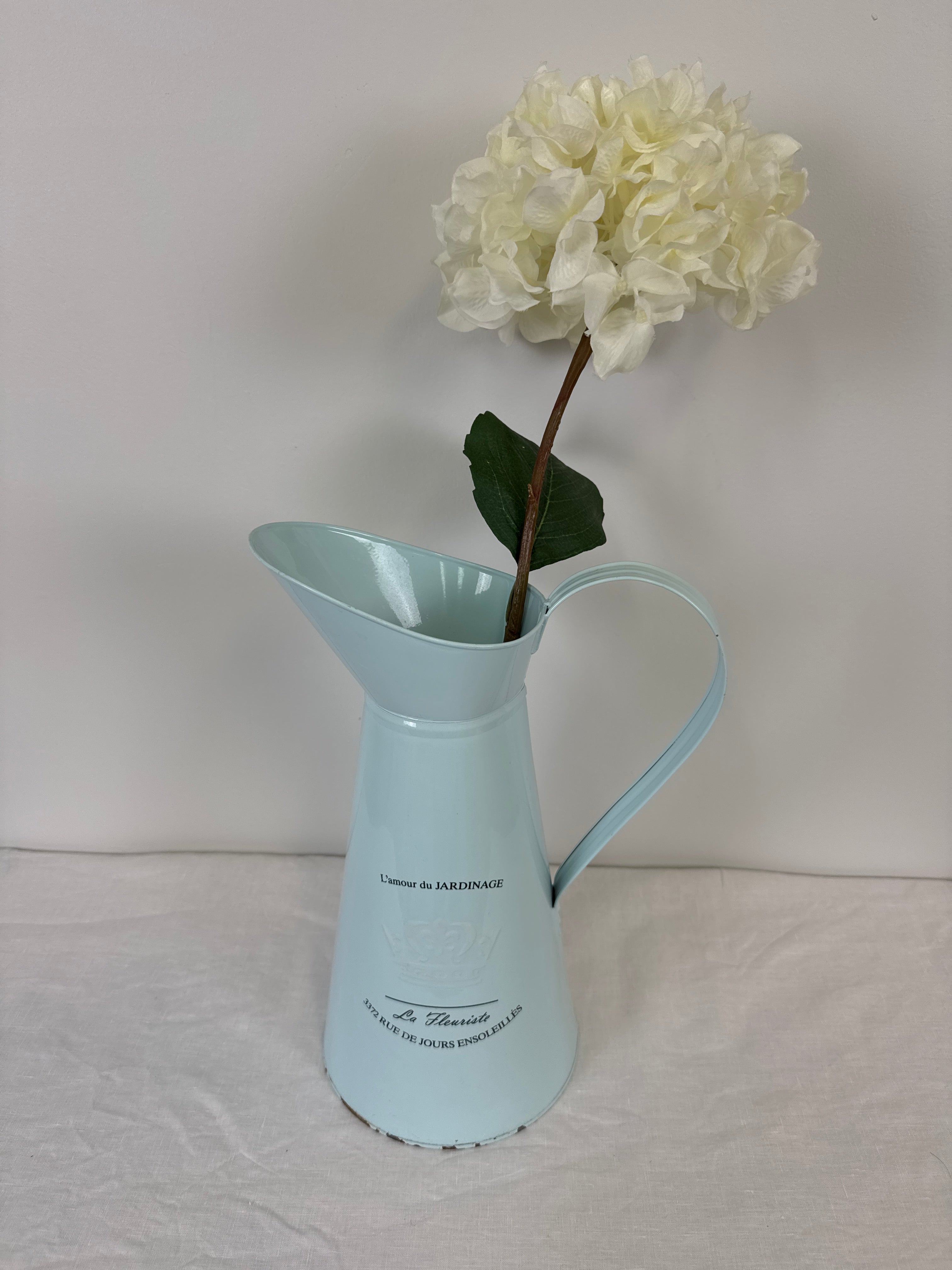 'La Fleuriste' Light Blue Metal Pitcher