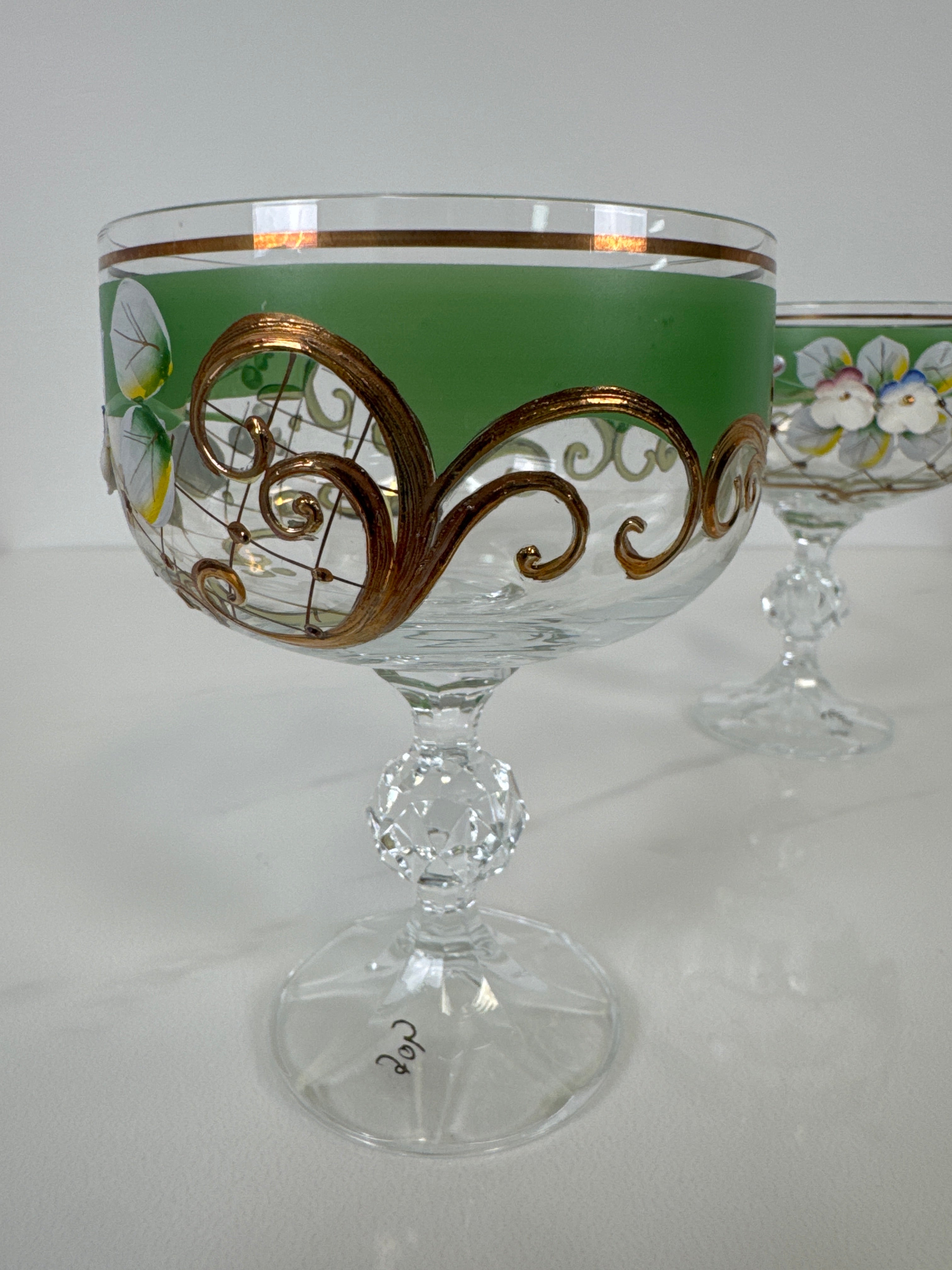 Bohemian Enamelled Crystal Goblets Set of 2