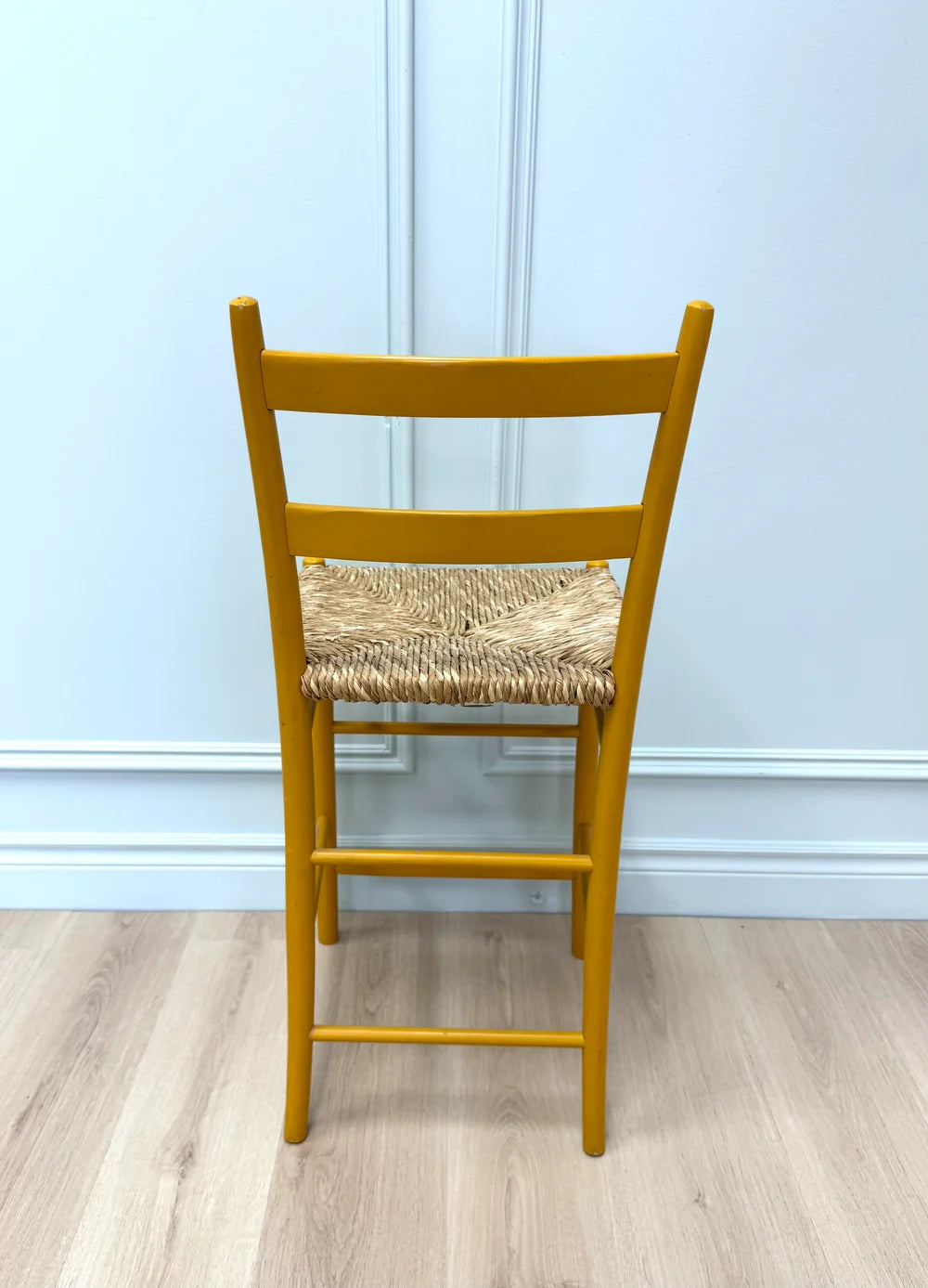 *FINAL MARKDOWN* Yellow Counter Stool with Rush Seat