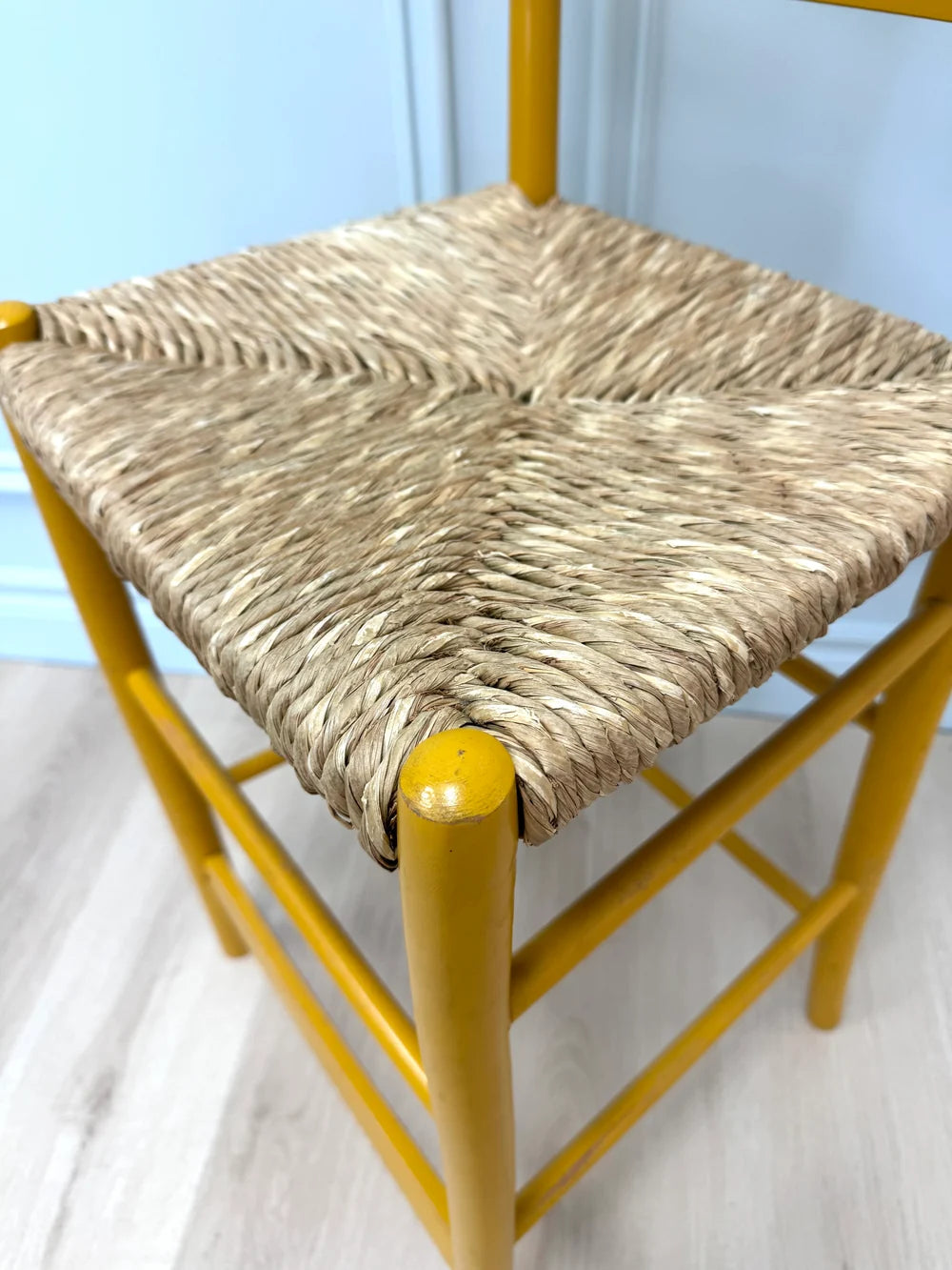 *FINAL MARKDOWN* Yellow Counter Stool with Rush Seat